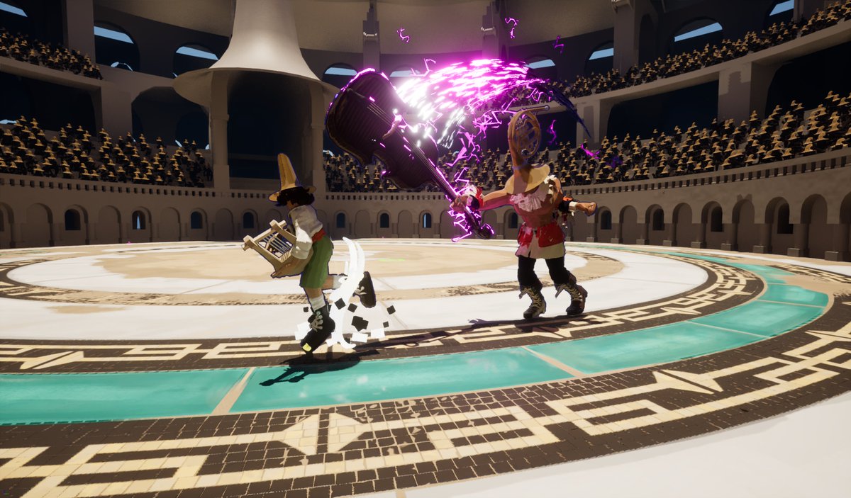 We made a boss who wears a french horn on his head and tries to crush you with a bass! 

Think you can beat him? Check out our free playtest! (link in bio)
