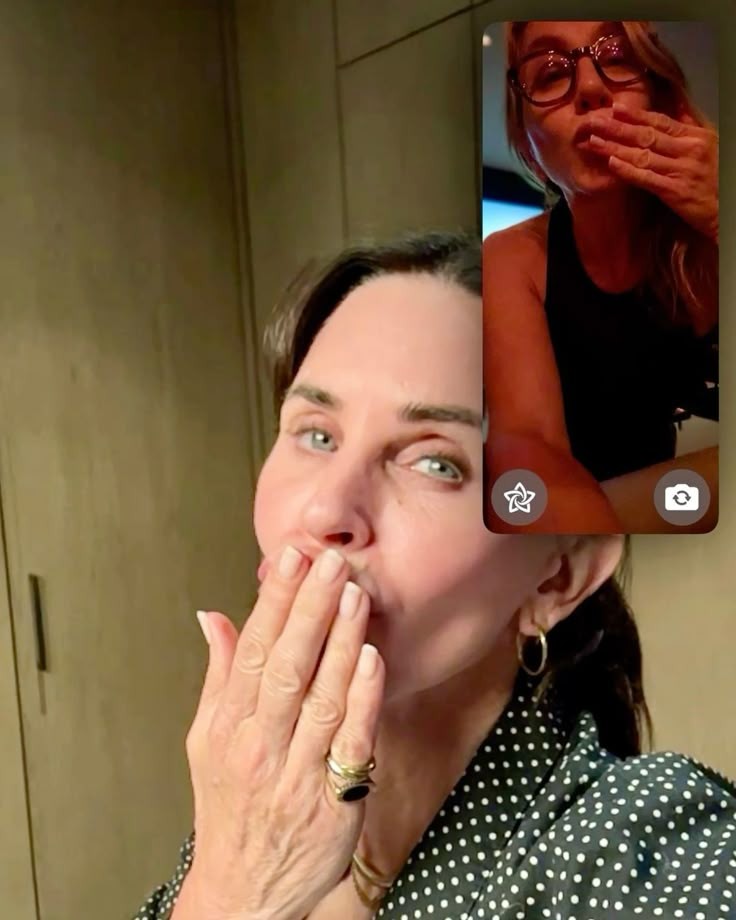 Courteney Cox and Jennifer Aniston video calling each other a few years back.