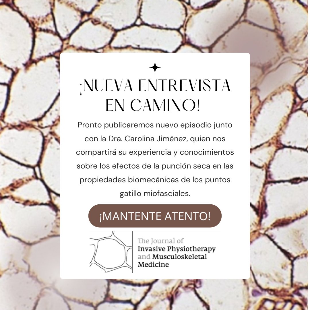 ¡Nuevo episodio del podcast en camino! 🎙️

🚀 Nos alegra anunciar nuestro próximo episodio, donde contaremos con la Dra. Carolina Jiménez Sánchez para una conversación sobre los efectos de la punción seca en las propiedades biomecánicas de los puntos gatillo miofasciales.