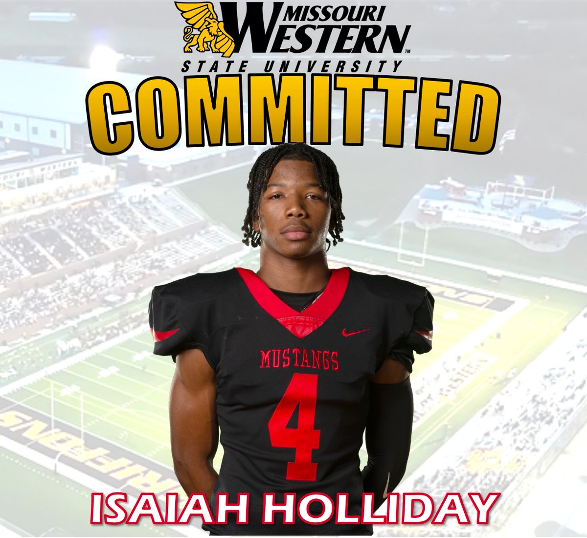 Huge congratulations to <a href="/IsaiahHoll2007/">Isaiah holliday</a> on his commitment to <a href="/MWSU_Football/">Missouri Western Football</a>! 🏈🎉 Isaiah was a game-changer in all three phases for us at Creekview and there's no doubt he’ll make an immediate impact this fall at MWSU!  

#Team27 #DFP #OnceAMustangAlwaysAMustang