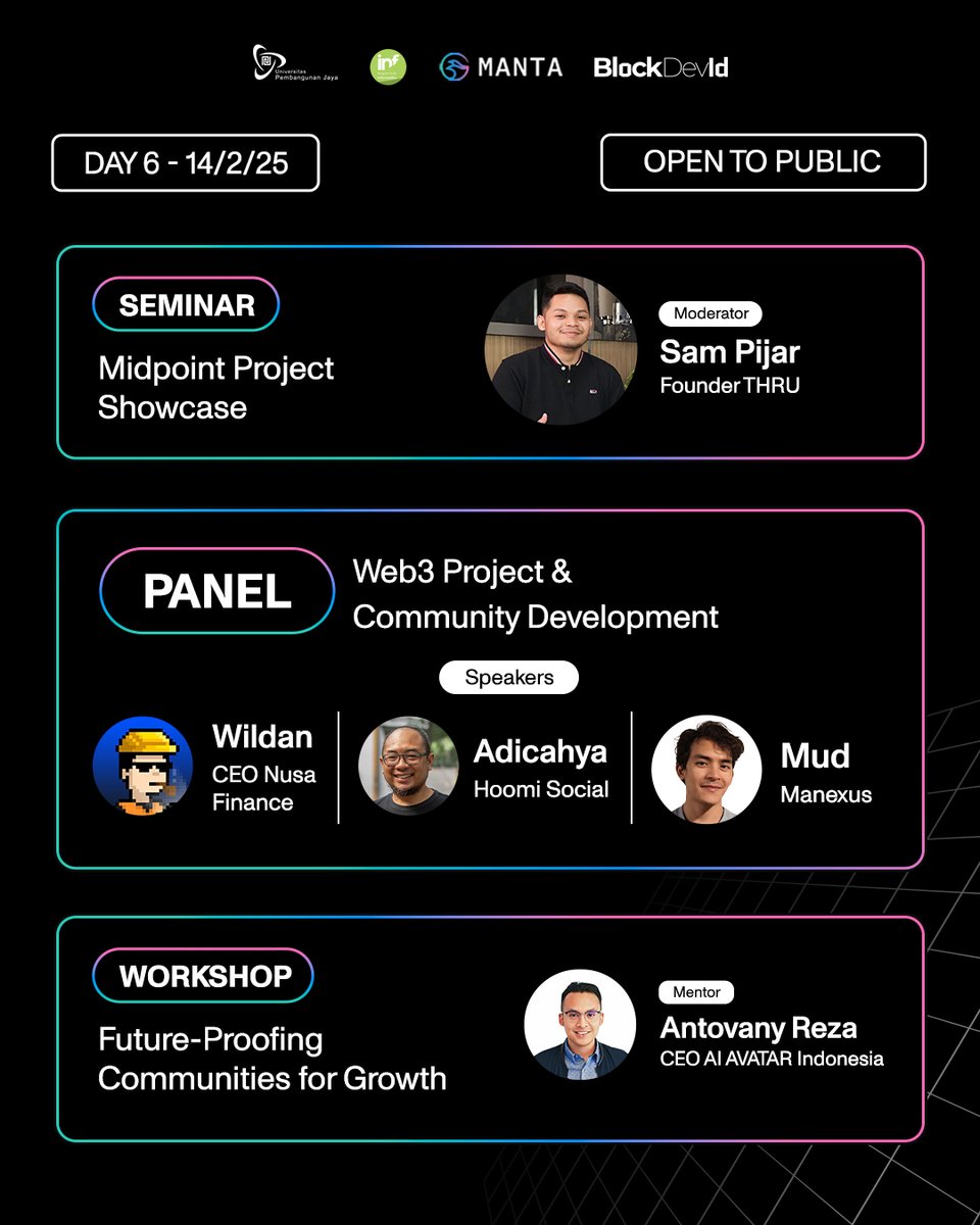 blockdev_id's tweet photo. Day 5 &amp; 6
Daftar Seminar &amp; Panel (Day 6): https://t.co/YHQaPgGhZL https://t.co/9u5DY6TJka