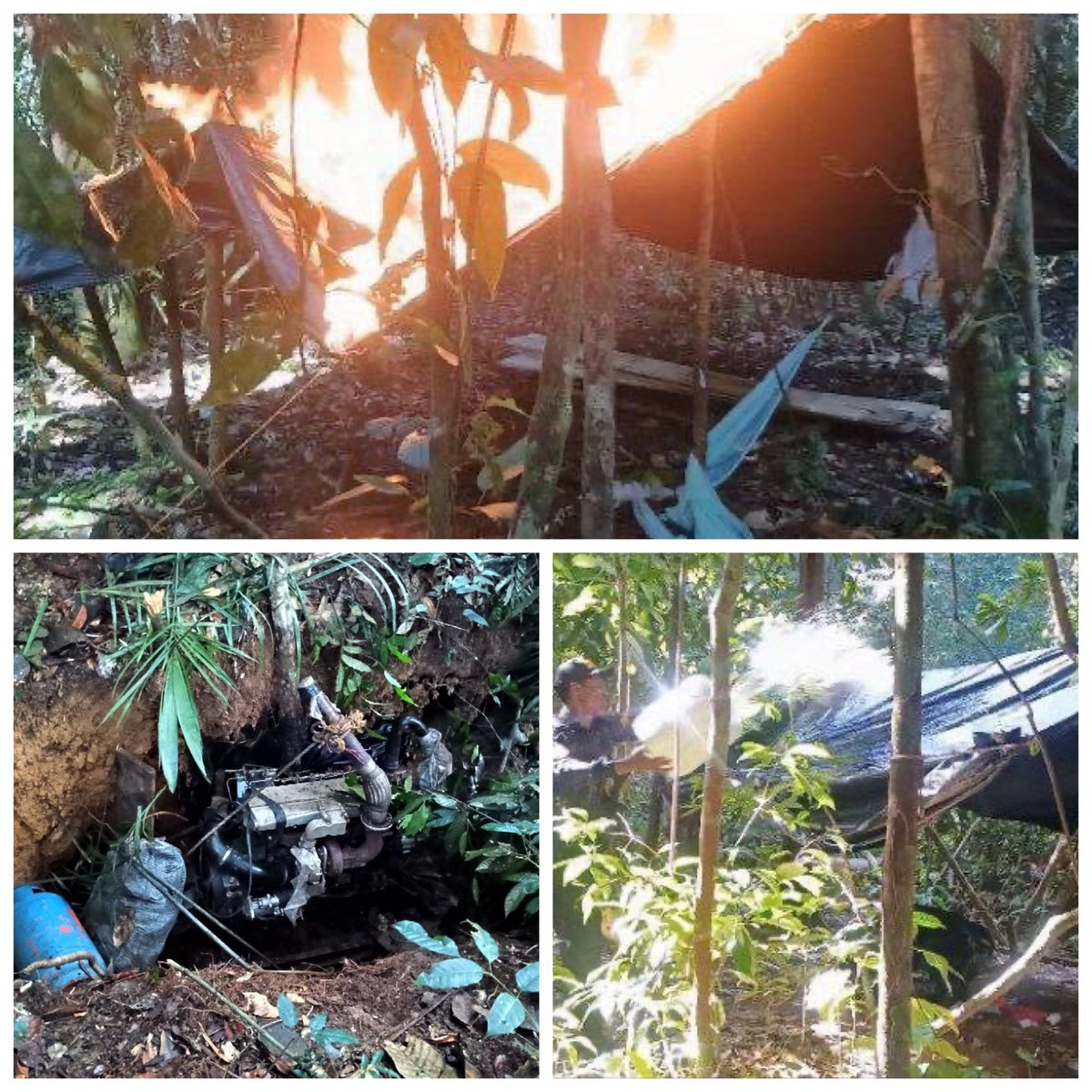 En misiones de patrullaje fluvial efectivos de la #FANB,  a través del el Río Cunucunuma en las inmediaciones de la comunidad indígena San Ramón y el Caño Yakare, Municipio Alto Orinoco. Durante labores de seguridad , defensa y protección ambiental  fueron detectados DOS (02)