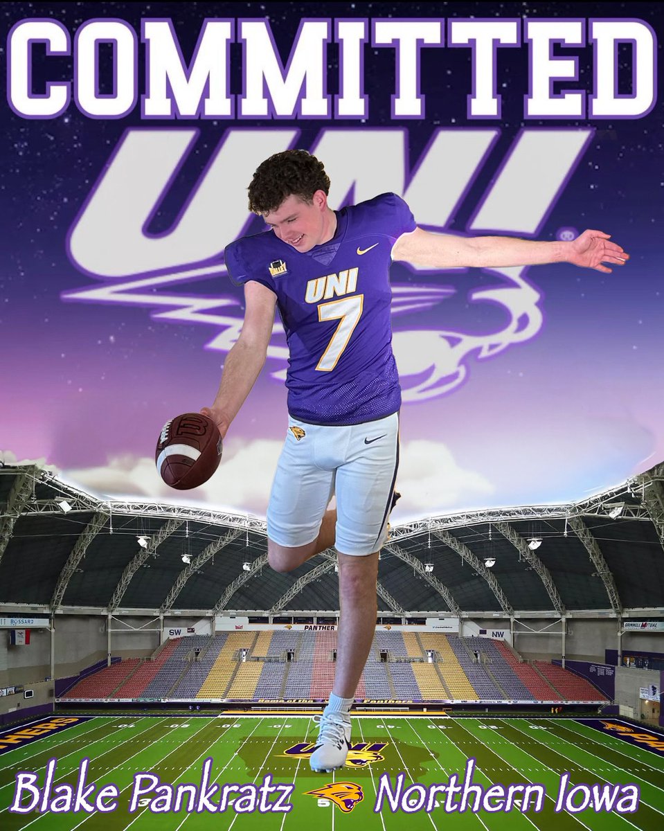 Blake Pankratz (@blakepankratz25) on Twitter photo After a great visit with <a href="/Coach_McCourt/">Michael McCourt</a> i’m super excited to announce that I will be COMMITTING to the university of Northern Iowa! #AGTG <a href="/UNIFootball/">UNI Football</a>
<a href="/tstepsis/">Todd Stepsis</a> <a href="/CoachBobStitt/">Bob Stitt</a> <a href="/KohlsKicking/">Kohl's Kicking Camps</a> <a href="/Chris_Sailer/">Chris Sailer Kicking</a> <a href="/HKA_Tanalski/">Adam</a> <a href="/zachwilsonvalor/">Zach Wilson</a> <a href="/Coach_MThompson/">Matt Thompson</a> <a href="/ValorAthletics/">Valor Christian Athletics</a> After a great visit with <a href="/Coach_McCourt/">Michael McCourt</a> i’m super excited to announce that I will be COMMITTING to the university of Northern Iowa! #AGTG <a href="/UNIFootball/">UNI Football</a>
<a href="/tstepsis/">Todd Stepsis</a> <a href="/CoachBobStitt/">Bob Stitt</a> <a href="/KohlsKicking/">Kohl's Kicking Camps</a> <a href="/Chris_Sailer/">Chris Sailer Kicking</a> <a href="/HKA_Tanalski/">Adam</a> <a href="/zachwilsonvalor/">Zach Wilson</a> <a href="/Coach_MThompson/">Matt Thompson</a> <a href="/ValorAthletics/">Valor Christian Athletics</a>