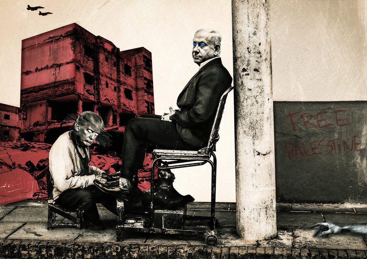 geekboyireland's tweet photo. "Shine your shoes, sir?"
#editorialillustration #news #photomontage #collage #Trump #Netanyahu #Gaza #geekboy https://t.co/x10CBR8U6u