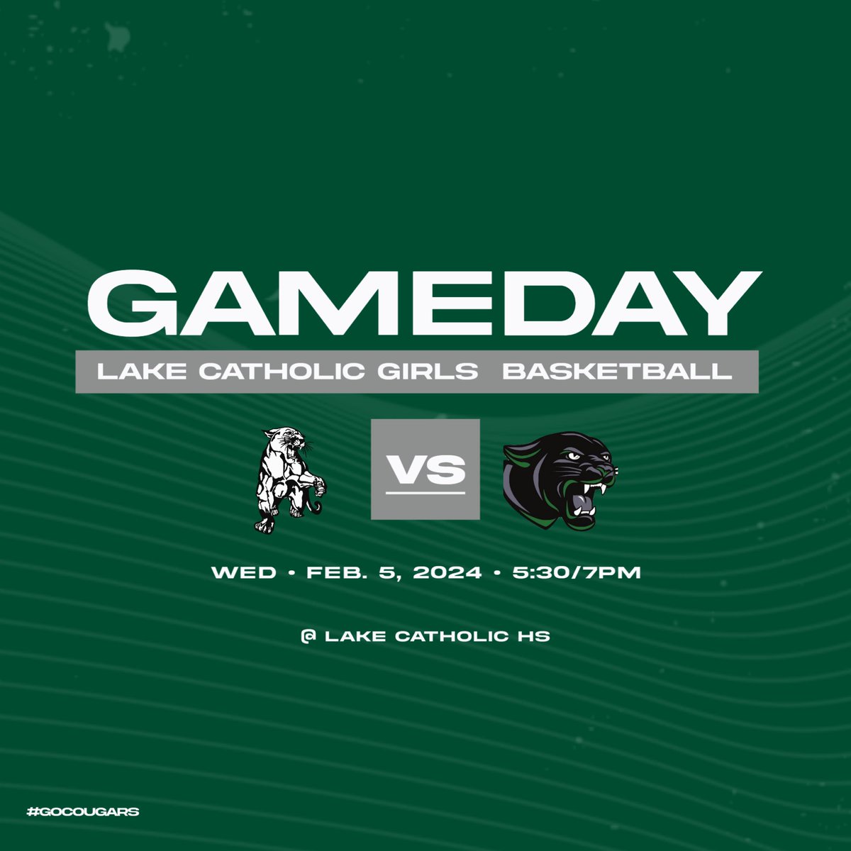 Lake Catholic Girls Basketball (@ladycougarhoops) on Twitter photo ❗️GAME DAY❗️
It’s the Cougars vs. the Panthers! 🐾
🆚 <a href="/ECHSAthletics/">Elyria Catholic Athletics</a>
⏰ 5:30pm JV / 7pm Varsity
🖥️ youtube.com/@lccougarathle…
🎟️ lakecatholic.org/athletics/tick…
#GoCougars #whateverittakes #together ❗️GAME DAY❗️
It’s the Cougars vs. the Panthers! 🐾
🆚 <a href="/ECHSAthletics/">Elyria Catholic Athletics</a>
⏰ 5:30pm JV / 7pm Varsity
🖥️ youtube.com/@lccougarathle…
🎟️ lakecatholic.org/athletics/tick…
#GoCougars #whateverittakes #together