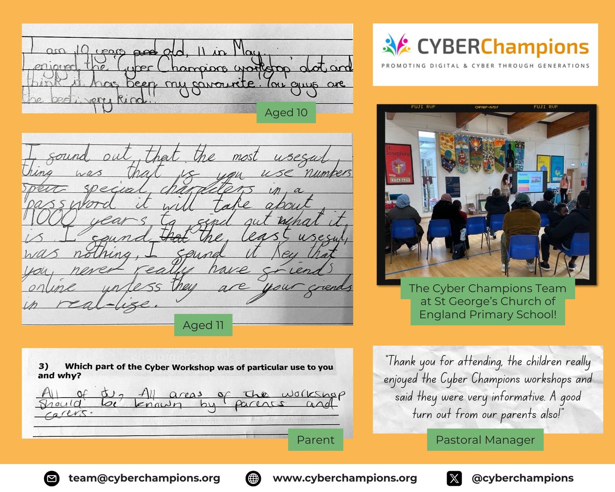 ✨Our latest feedback highlights the valuable impact made by our volunteers!

By joining us, you will:
💡 Develop key skills
📱 Empower different generations to be digitally savvy
🤝 Enhance your professional network &amp; CV

Get involved today – email us at team@cyberchampions.org!