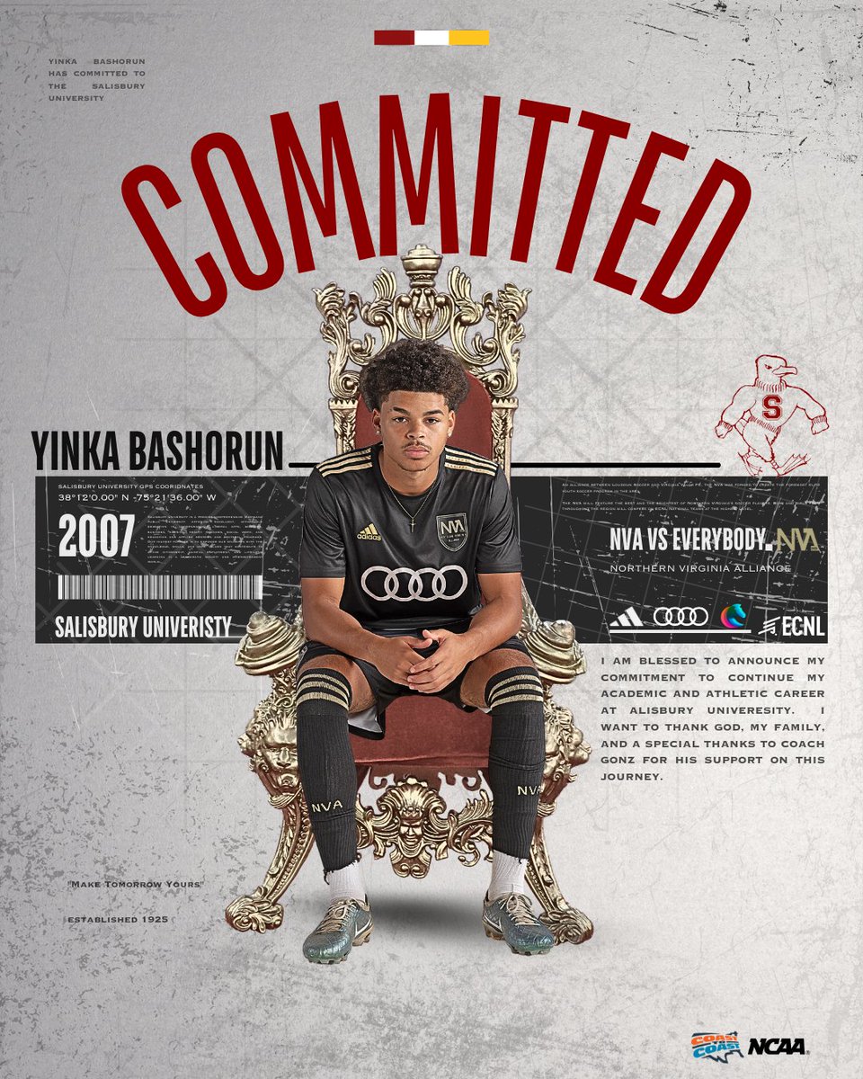 📣 Big news for the NVA family! Yinka Bashorun, a standout 2007 talent, is taking his game to the next level at Salisbury University! ⚽️🔥 From locking down the backline to making game-changing plays, Yinka’s impact on the pitch has been undeniable.