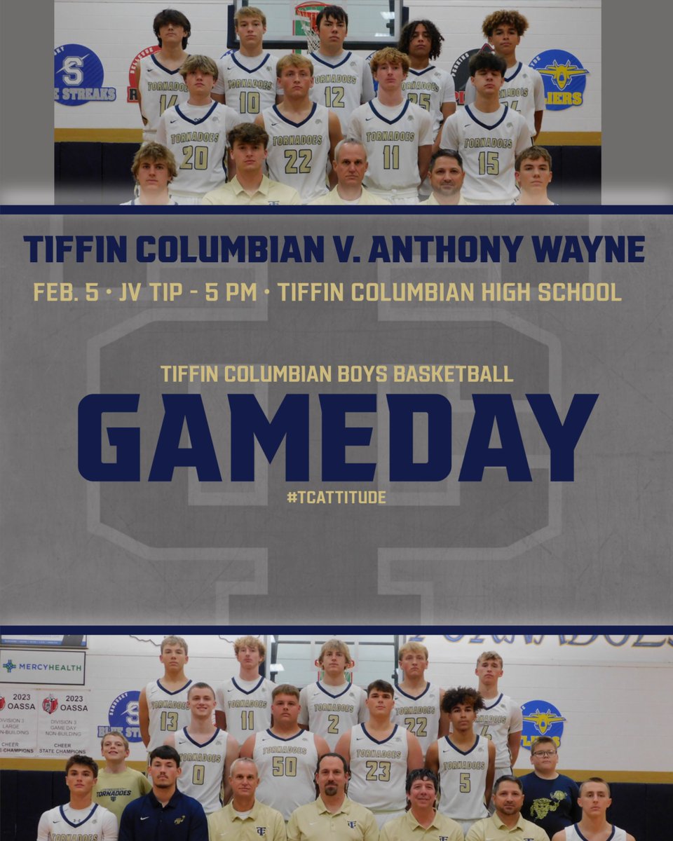 Our TC Varsity and JV Boys Basketball squads take on the Generals from Anthony Wayne tonight. There are only JV and Varsity games this evening with an adjusted JV tip time of 5:00pm.  
#TCattitude