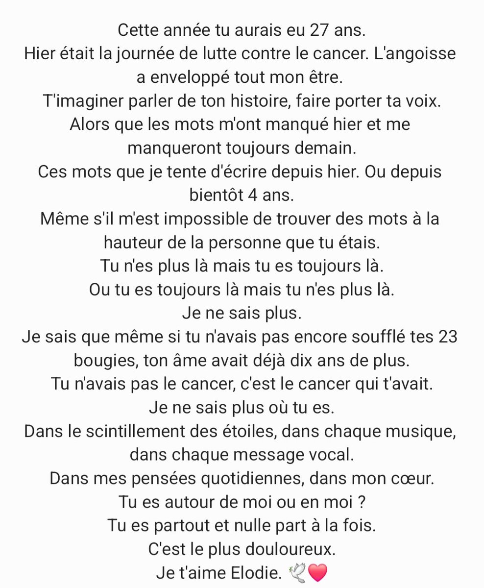 ElodieWtl_'s tweet photo. Tu étais ma petite sœur, mon exemple de force. Tout le monde aurait eu à apprendre de ta générosité, de ta sagesse. ✨️❤️ #CancerWarrior
Et parce que ce monstre nous a rendus orphelins bien trop tôt, parce que sans lui, Emma serait sans doute toujours parmi nous aujourd'hui. 🙏🏻 https://t.co/tJ9k1N32qB