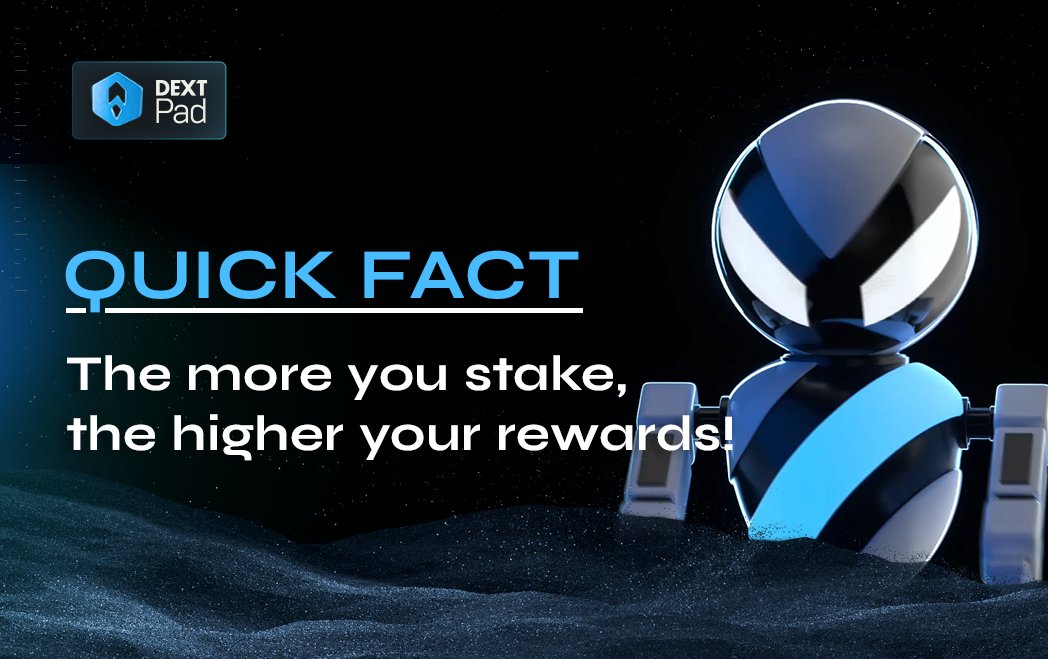Hey everyone! Did you know staking your $DEXT tokens on DEXTPad can level up your game? 🚀 The more you stake, the higher your tier, which means better rewards like priority access to IDOs and exclusive airdrops. It’s basically a win-win!

Ready to boost your rewards? Start