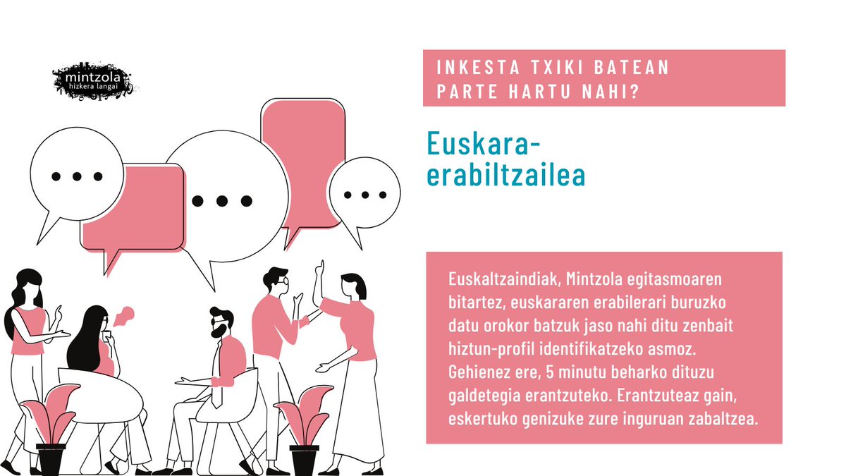 ‼️Euskararen erabilerari buruzko inkesta txiki batean parte hartu nahi?
👉Animatzen bazara, ondorengo lotura honetan ageri den inprimakia bete behar duzu: labur.eus/j3gTn
👉Ekin!
#ekinetajarrai