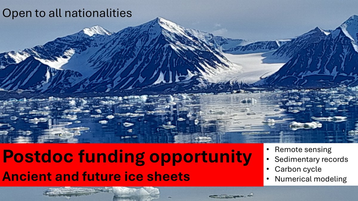 POSTDOC FUNDING OPPORTUNITY

Our colleague Monica Winsborrow is looking for a postdoc to explore glacial changes over long timescales through #RemoteSensing, #sedimentology, or numerical #modeling.

ic3.uit.no/news/glaciolog… #MSCA #postdoc #glaciology #paleoclimatology #Arctic