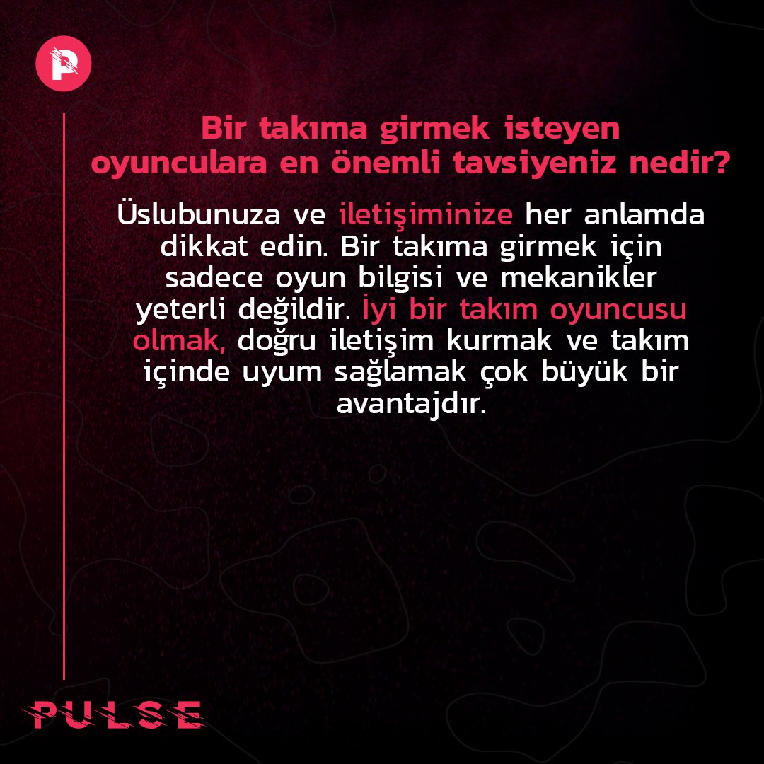 Espor’da profesyonel olmak istiyorsan, doğru yol haritasını takip etmelisin!  

Koç @BlackSwanVLR , esporcu olmak isteyenler için en önemli noktaları anlatıyor.

#VALORANT