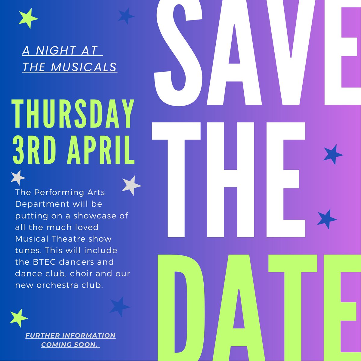 SAVE THE DATE... A Night at the Musicals coming soon!