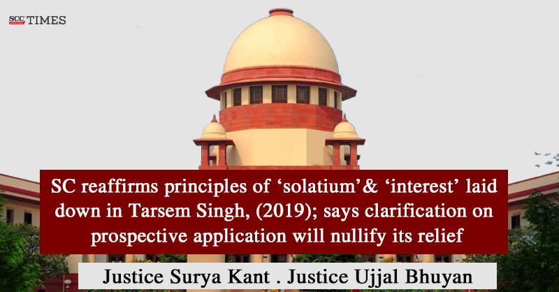 scconline_'s tweet photo. SC reaffirms principles of 'solatium' & 'interest' laid down in Tarsem Singh, (2019); says clarification on prospective application will nullify its relief
by @X_tremeThinker
#SupremeCourt #Interest #JusticeSuryaKant #LandAcquisition #NHAI #solatium #Tarsemsingh #SCC #legalnews