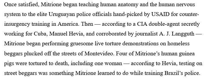 wikileaks's tweet photo. USAID contractor Dan Mitrione ran torture training for Latin American regimes backed by the CIA 👇 https://t.co/p4VtQRAMZM