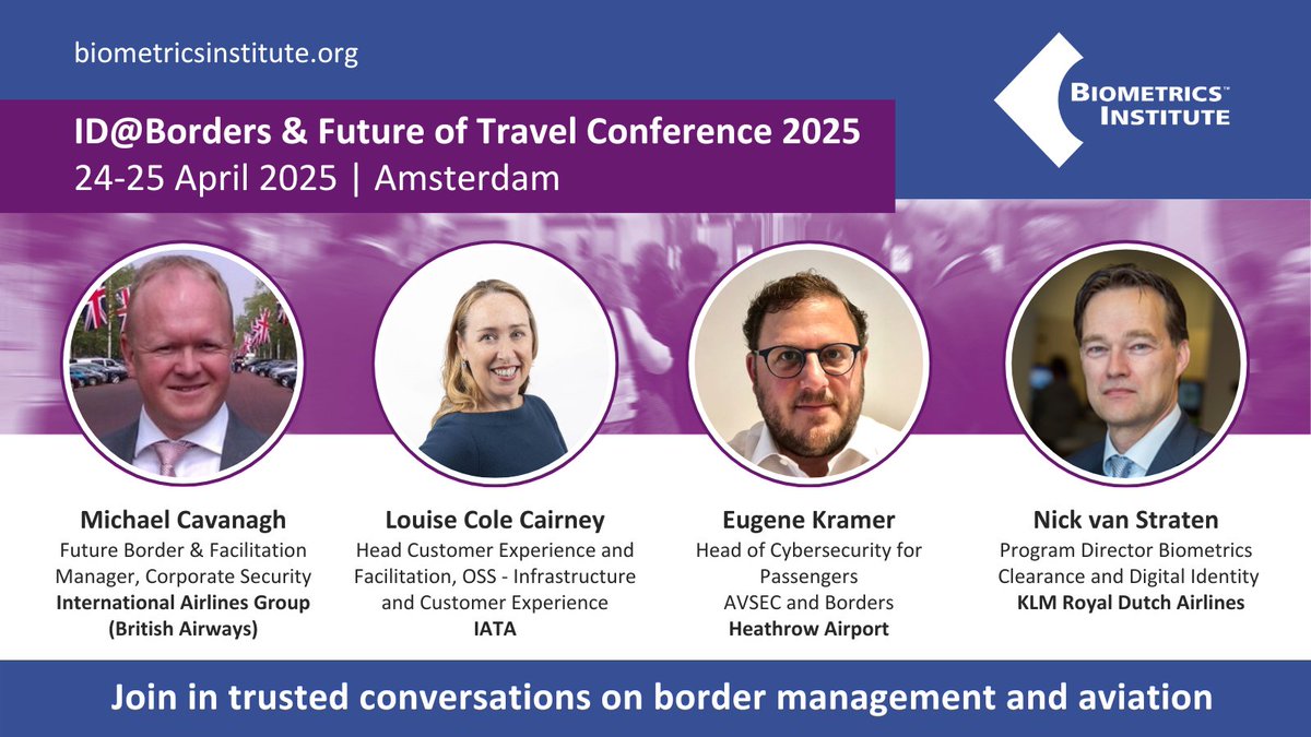 The future of border management is here, and it’s all about innovation, efficiency, and security. ➡️ Mark your calendars: 24-25 April 2025 and register to join the Biometrics Institute’s ID@Borders Conference bit.ly/IDB2025 in Amsterdam and be part of the trusted