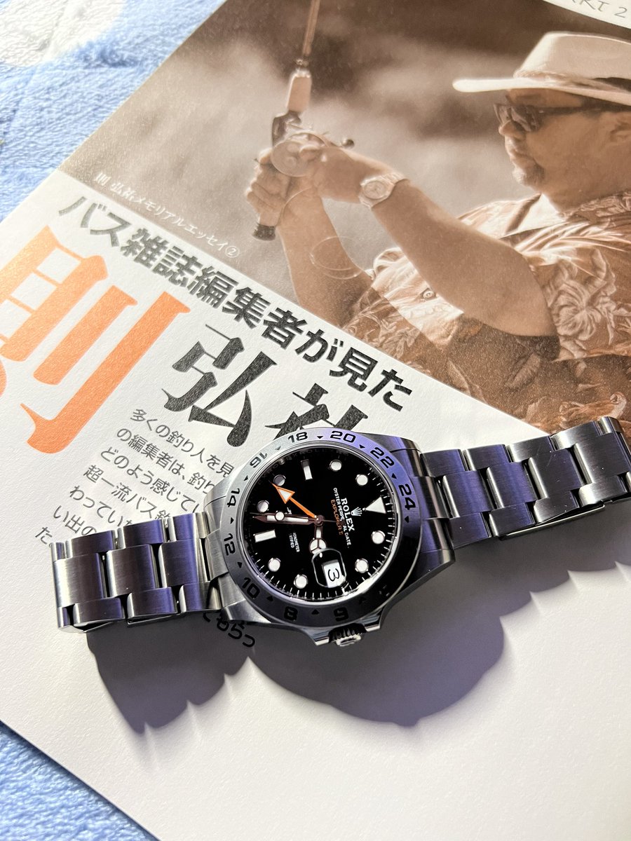 jimwatchjourney's tweet image. エクツーが第一希望だった理由。かつての勤め先の社長はバス釣りのパイオニアでした。デイトジャストもたまに使ってましたがアイボリーのエクツーがお好きだったようです。なので私もそれ。
#エクスプローラー2
#explorer2
#ロレックス
#rolex