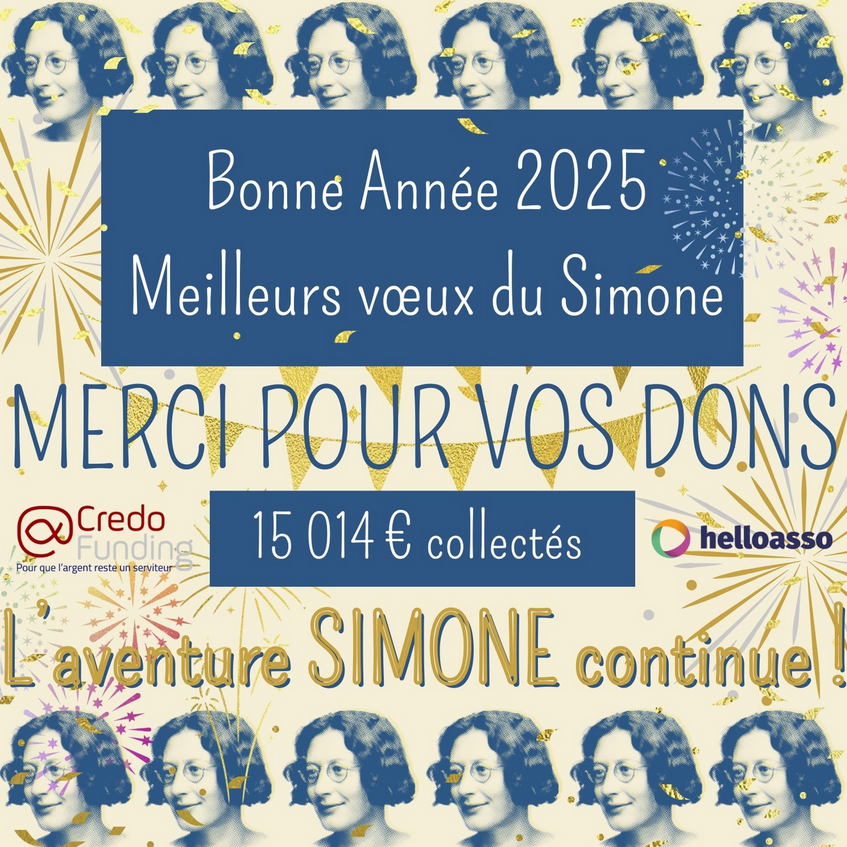Avec un peu de retard, on vous souhaite une très bonne année 2025, et on remercie chaleureusement toutes les personnes qui ont participé à notre campagne de crowdfunding : on a relevé le défi ! 🥳
A bientôt au Simone !