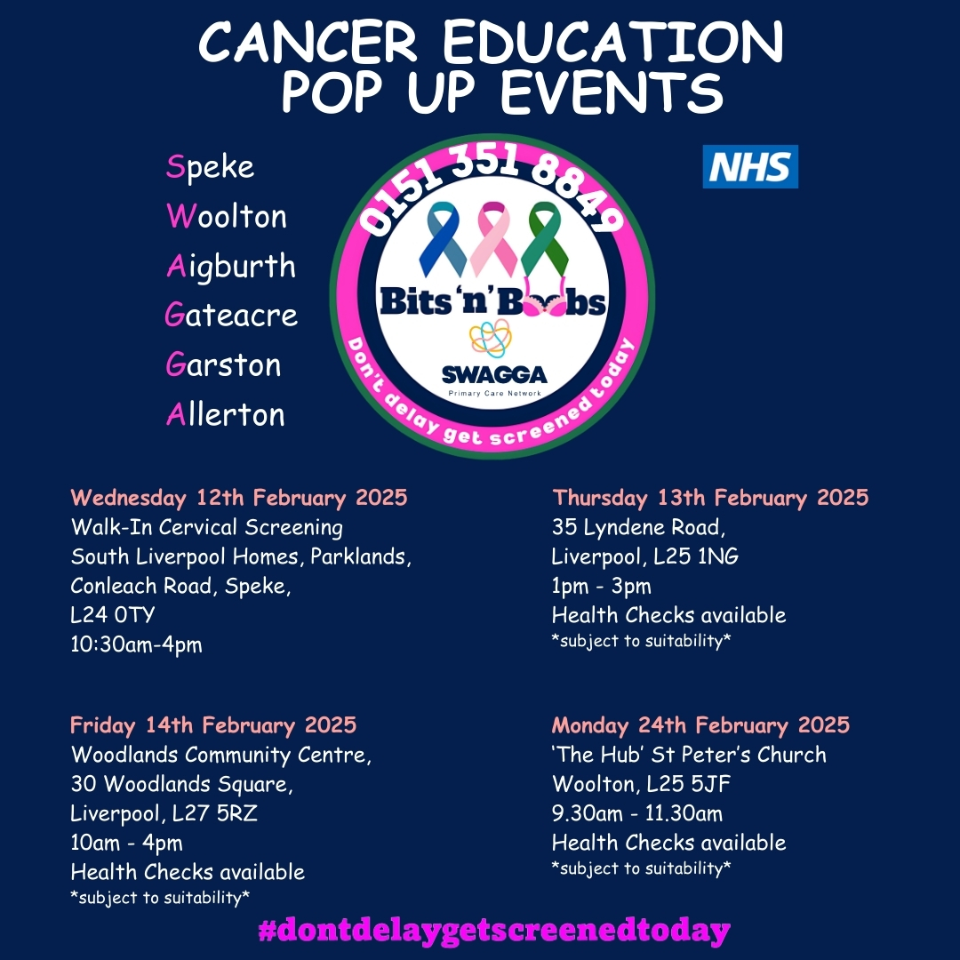 Angela (SWAGGA's Workflow Care Coordinator) and a patient at one of our cancer education pop up events.

Cancer awareness and screening are the heart of SWAGGA's Bits 'n' Boobs programme.

Don't miss our upcoming events throughout February!
#swaggapcn