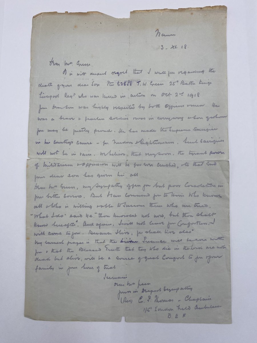 Sometimes, a handwritten letter can stop you in your tracks.
Succinct, this example was included with some WW1 medals consigned to our Feb 26th Medals &amp; Militaria auction.
All of these men deserve to be honoured for their sacrifice.
<a href="/HansonsAuctions/">Charles Hanson</a> <a href="/HansonsUK/">Hansons Auctioneers</a>