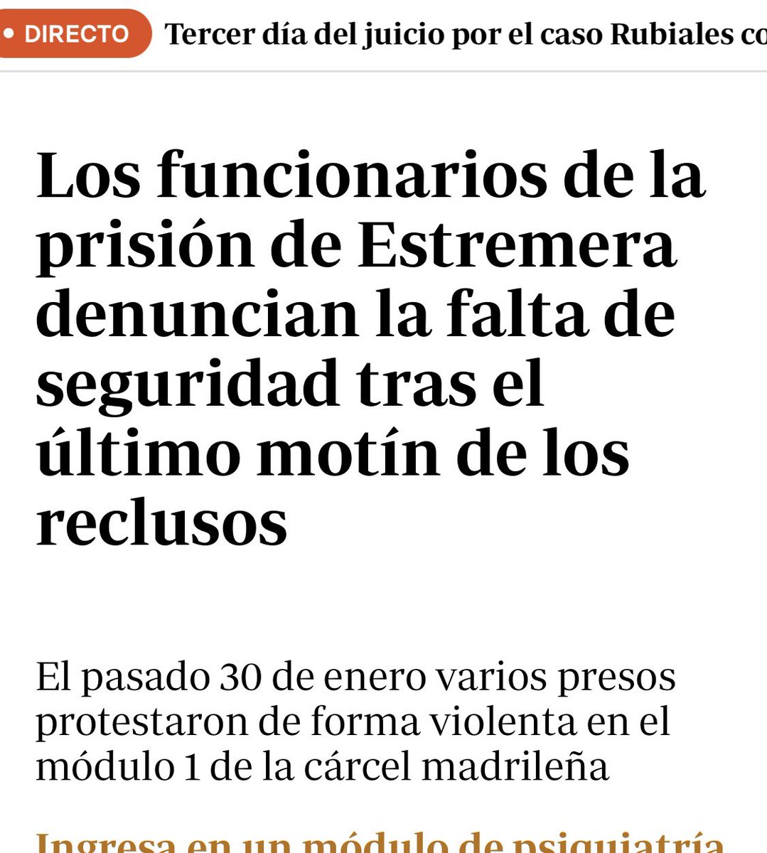 CSIFIIPPMADRID's tweet photo. ‼️CSIF prisiones Madrid denuncia‼️
Nueva falta de seguridad en un centro penitenciario, esta vez Estremera.
@CSIFPRISIONES
@CSIFCPVALDEMORO
@csifcpestremera
#csif
#csifxti https://t.co/6W9p0L8K82