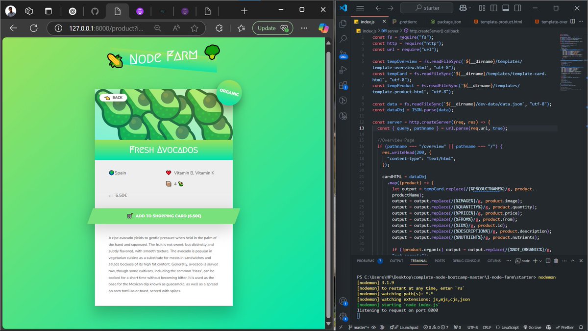 Just built a simple Node.js e-commerce app as part of my learning journey!
Here’s what I learned:
Created dynamic pages with HTML templates
Worked with JSON data to display product info
Built a basic RESTful API for serving data
#Nodejs #JavaScript #LearningToCode #WebDev #API