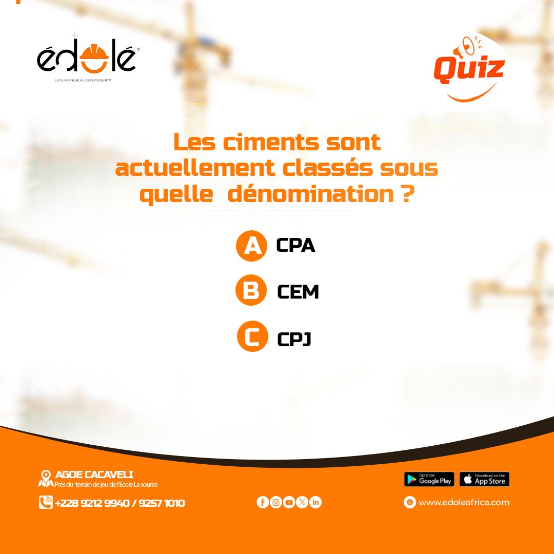 Faisons un petit test de connaissance. 

Qui a la bonne réponse ? 

EDOLE AFRICA, le numérique au service du BTP 

#EdoleAfrica #BTP #Construction #applicationmobile #Togo