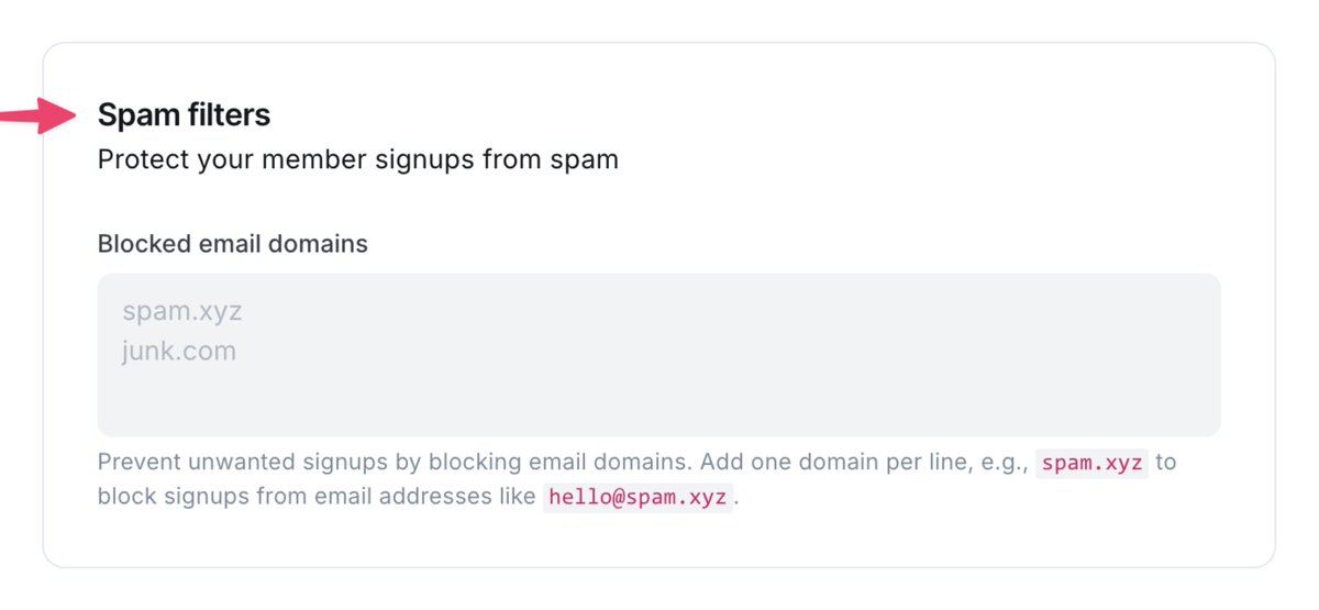 🏚️ Broke: 
Allowing spam subscribers to sign up to your newsletter, then bragging about iNcReDibLe gRoWtH 📈

💡 Woke:
Blocking those pesky little turds.

🪷 Bespoke:
Using Ghost's handy new spam filter settings!