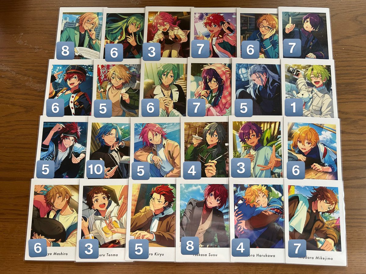 tkfhut_02's tweet photo. 【交換】あんスタ ぱしゃっつ Vol.5 action

譲)英智、渉、桃李、スバル、真、真緒、鉄虎、千秋、翠、忍、一彩、藍良、巽、マヨイ、凪砂、日和、燐音、HiMERU、こはく、ニキ、アドニス、なずな、友也、光、敬人、紅郎、颯馬、凛月、司、夏目、宙、斑

続く https://t.co/WoSyme3w1G