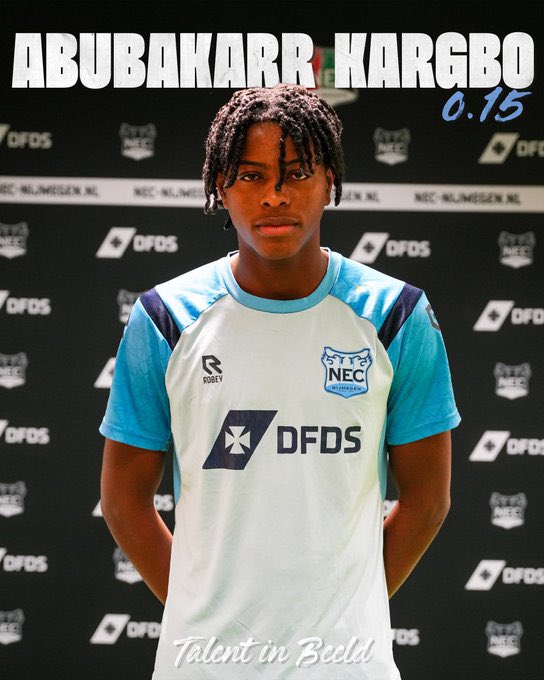BGscouting's tweet photo. A one-to-watch for Dutch and international youth scouts: Abubakarr Kargbo. The 14-year-old left centre back of NEC Nijmegen is someone with decent potential. 

He came over from a local amateur club this year and already made his debut for NEC Nijmegen U17 as a U15-player. 

Kargbo is a tall strong fast defender, who stands out especially in duel strength. With ball, he has a lot of power forward and as a defender he knows how to score regularly. Due to his speed, he is able to defend with spaces in his back. 

One of his areas for improvement is his positioning as a defender, and his passing in build-up. 

NEC Nijmegen has a very promising youth player in their academy with Kargbo 🇳🇱💎