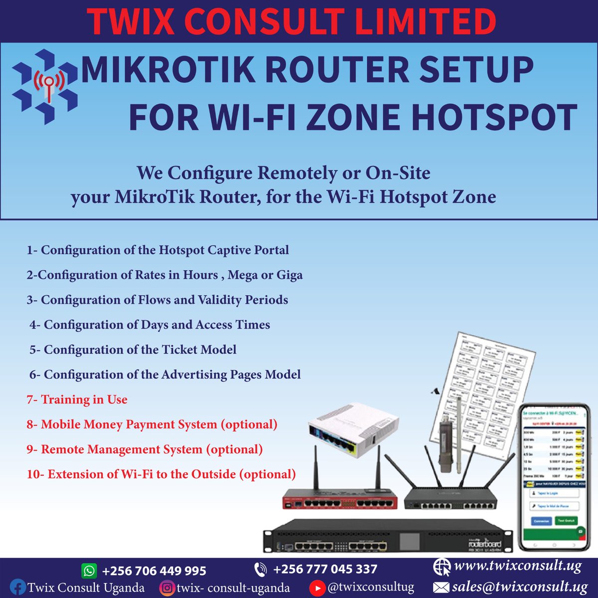 **In today’s business world, internet has become a necessity!**  

Setting up a **WiFi hotspot** with **MikroTik routers** ensures fast, secure, and reliable connectivity , set data limits, and offer flexible payment options. Whether for a café, office, or public space,