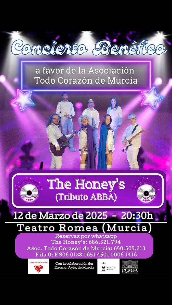 ¡¡Tenemos un gran evento benéfico a favor de la Asociación!! 

¿Quién no conoce las canciones de ABBA?

Os esperamos el próximo miércoles 12 de Marzo a las 20:30 en el Teatro Romea de Murcia.

Podéis hacer vuestras reservas llamando al 650 50 52 13.
Muchas gracias por colaborar!!