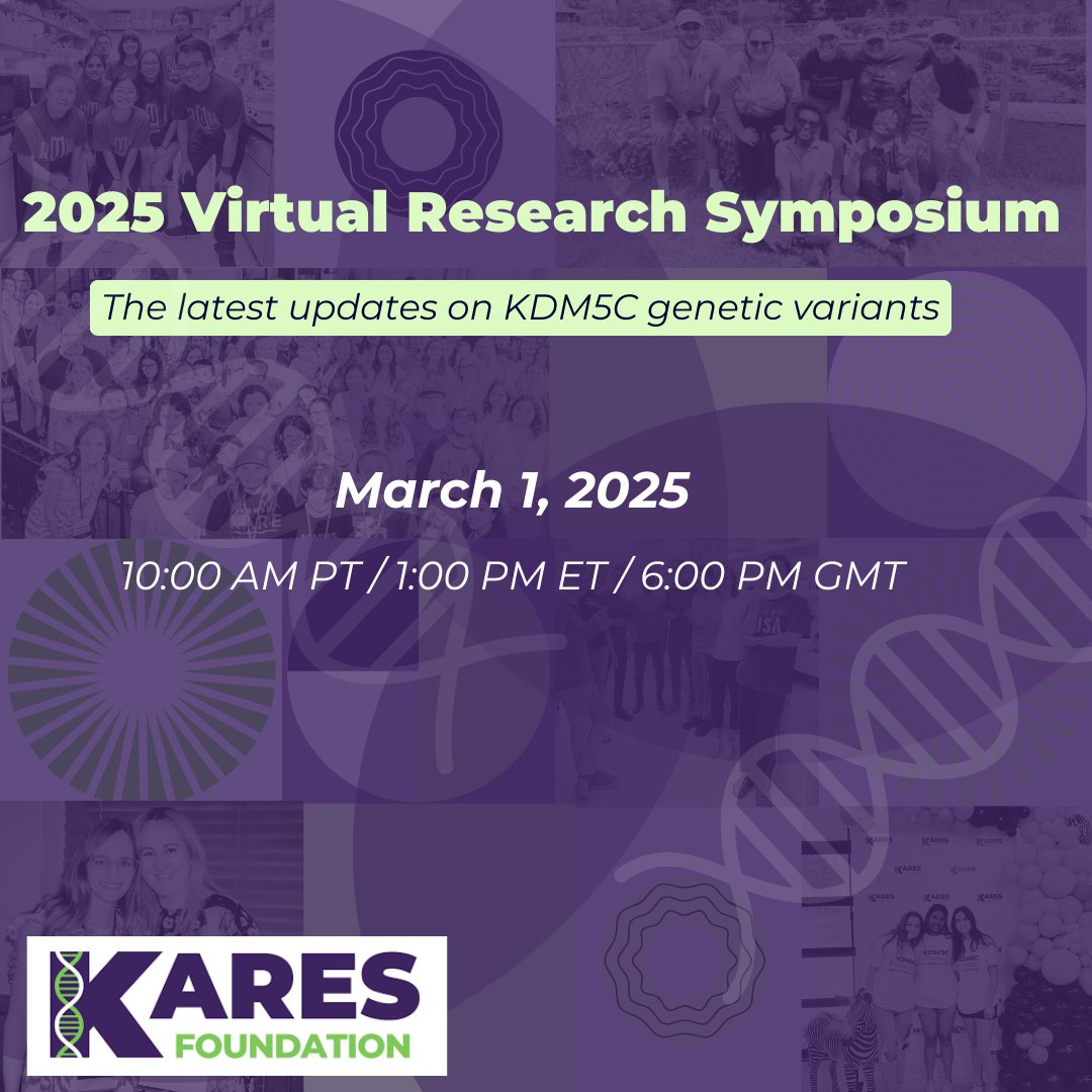 Join us for the KARES Virtual Research Symposium on March 1, 2025! 🧬⁠
⁠
Secure your spot NOW to stay up-to-date on the latest information about KDM5C genetic variants and their implications. 💚
⁠
⁠
Register today at our 🔗LINK IN BIO🔗 or bit.ly/3W9UAW1