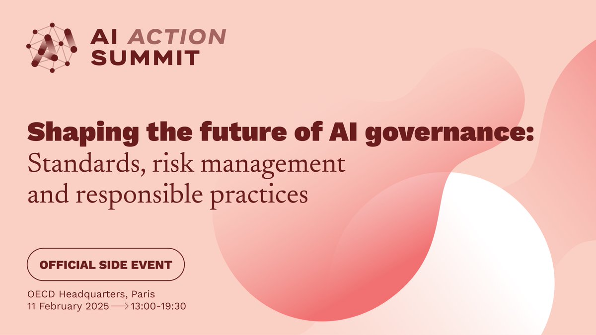 AI Standards Hub (@aistandardshub) on Twitter photo We are excited to announce that the AI Standards Hub will be hosting an official side event at the #AIActionSummit in partnership with <a href="/OECD/">OECD ➡️ Better Policies for Better Lives</a> , <a href="/Safer_AI_org/">SaferAI</a> and <a href="/UNHumanRights/">UN Human Rights</a> . Sign up for the livestream here - bit.ly/4gvuxQm We are excited to announce that the AI Standards Hub will be hosting an official side event at the #AIActionSummit in partnership with <a href="/OECD/">OECD ➡️ Better Policies for Better Lives</a> , <a href="/Safer_AI_org/">SaferAI</a> and <a href="/UNHumanRights/">UN Human Rights</a> . Sign up for the livestream here - bit.ly/4gvuxQm