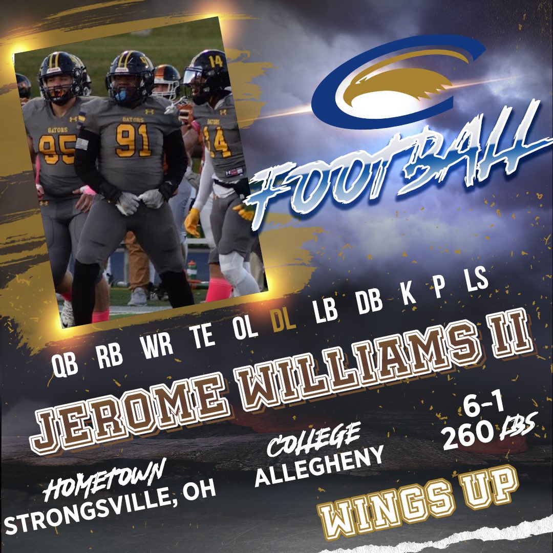 Clarion Football (@clarionfootball) on Twitter photo Coming to a backfield near you 😤
<a href="/Jerome_Will24/">Jerome Williams II</a> is your newest Golden Eagle!
#WingsUp x #NSD25 Coming to a backfield near you 😤
<a href="/Jerome_Will24/">Jerome Williams II</a> is your newest Golden Eagle!
#WingsUp x #NSD25