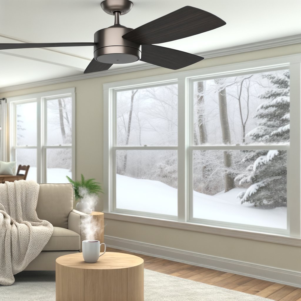 CustomHVAC_NH's tweet image. Use your ceiling fan in reverse this winter! 🍃 Set it to spin clockwise at low speed to recirculate warm air and boost heating efficiency. Enjoy cozy savings with this simple hack! #CeilingFanHack #WinterWarmth #EnergySmartHome