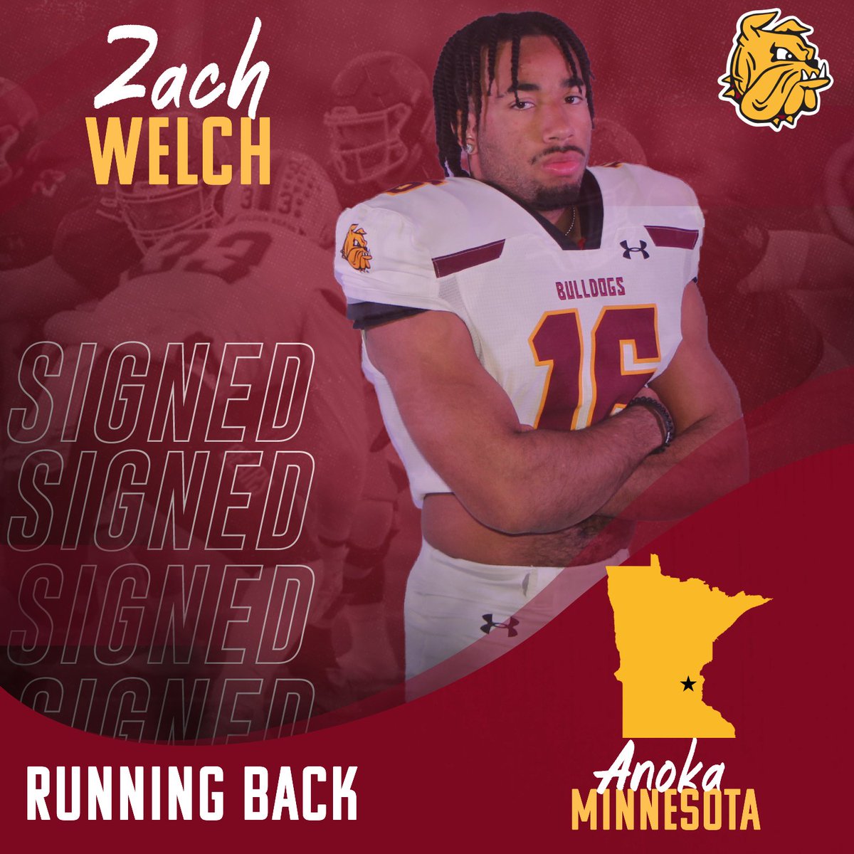 UMD Football (@umd_football) on Twitter photo Signed...✍️
The 5'11" RB <a href="/6zach_6/">✝️zachary (z-welchyy) welch ✝️</a> from Minnesota is officially a 🐶
#EarnIt | #NSD25 Signed...✍️
The 5'11" RB <a href="/6zach_6/">✝️zachary (z-welchyy) welch ✝️</a> from Minnesota is officially a 🐶
#EarnIt | #NSD25