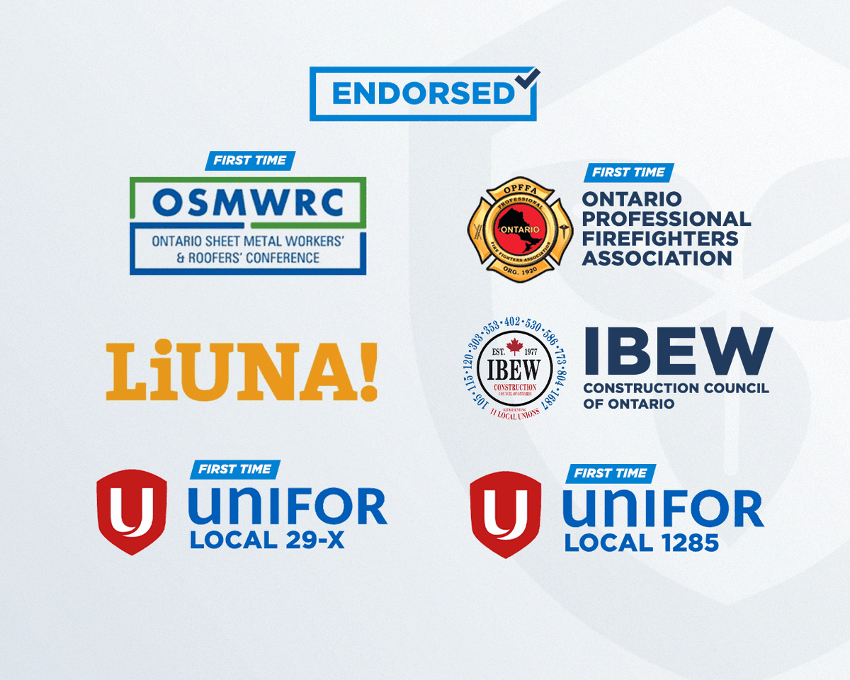 Union support for our plan to protect Ontario keeps growing— including many backing our party for the first time!