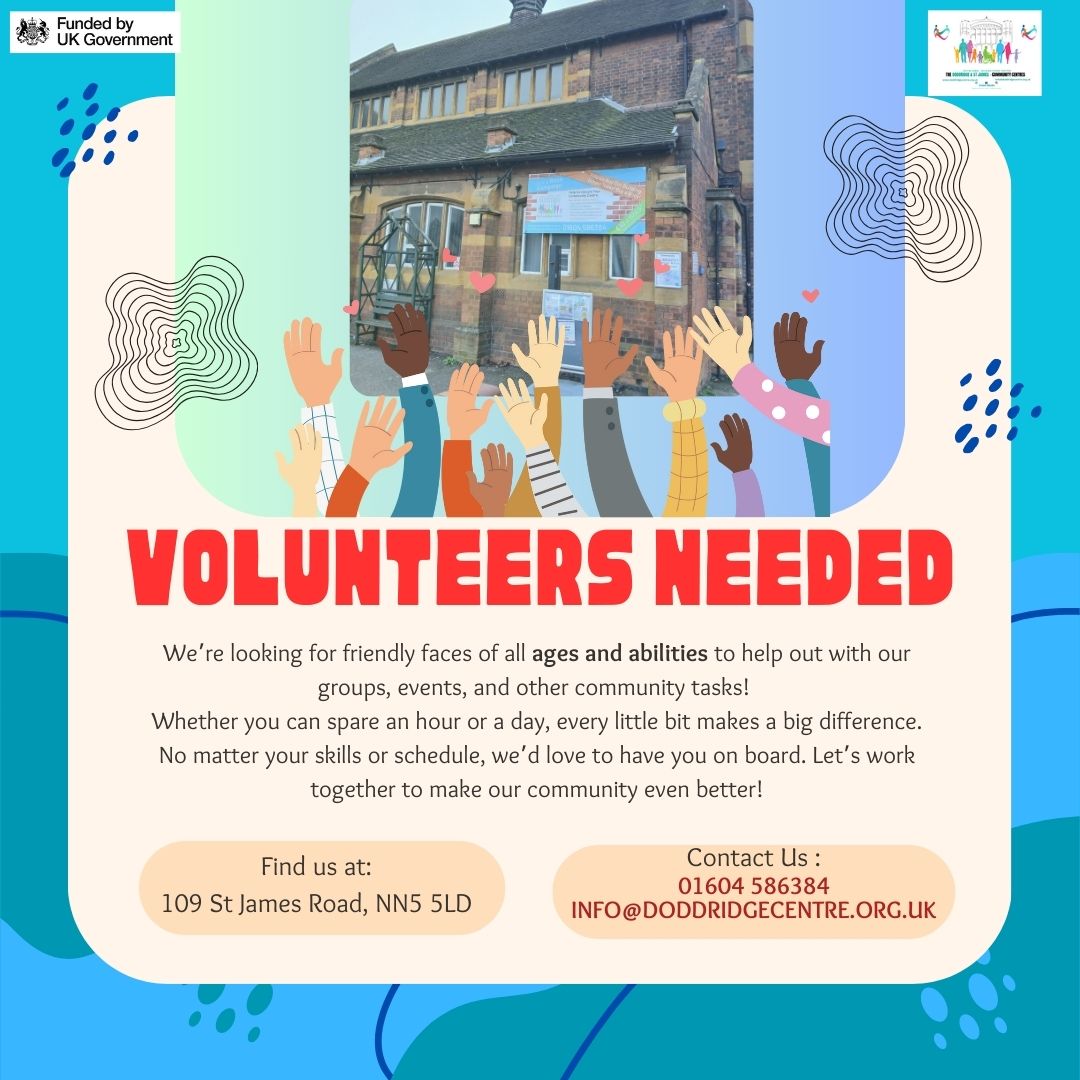 Doddridge Centre with St James Community Centre (@doddridge_npton) on Twitter photo With the expansion of services we now offer, we need your help to keep it going! If you would be interested in being a volunteer, please get in touch with us at info@doddridgecentre.org.uk #thankyou #community #pullingtogether #support #groups #opportunity With the expansion of services we now offer, we need your help to keep it going! If you would be interested in being a volunteer, please get in touch with us at info@doddridgecentre.org.uk #thankyou #community #pullingtogether #support #groups #opportunity