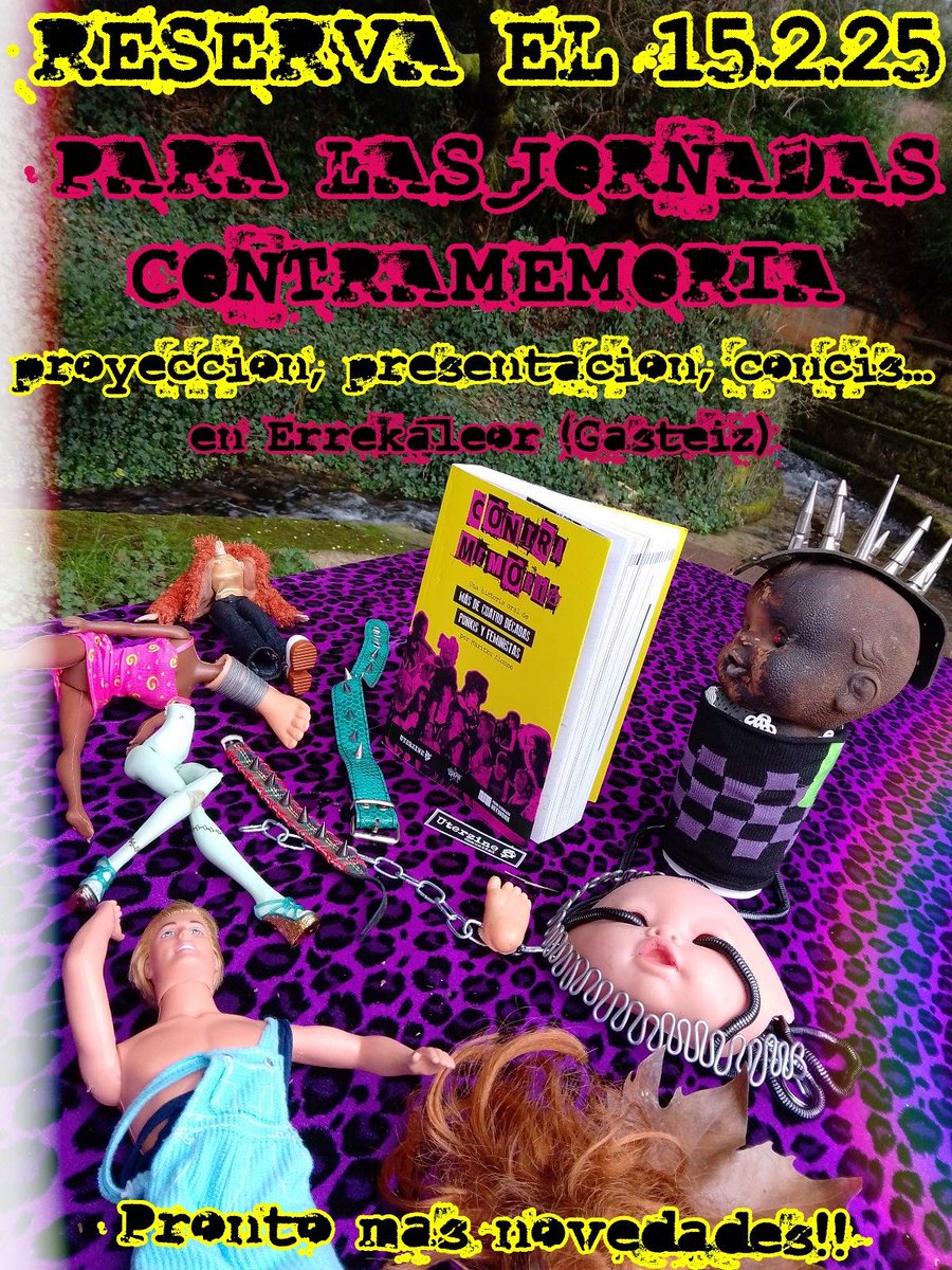 Errekaleor's tweet image. ⚡Otsailaren 15ean  Kontramemoria Jardunaldiak Errekaleorren!⚡
📽️ 17:30: &quot;Punkaren Beste Aldea&quot; dokumentala
📖 18:30: &quot;Contramemoria: una historia oral de más de cuatro décadas punkis y feministas&quot; liburu aurkezpena
🎤 20:00: kontzertuak:  Merak, Misoginia eta Belaño! 
🖤❤️‍🔥🖤