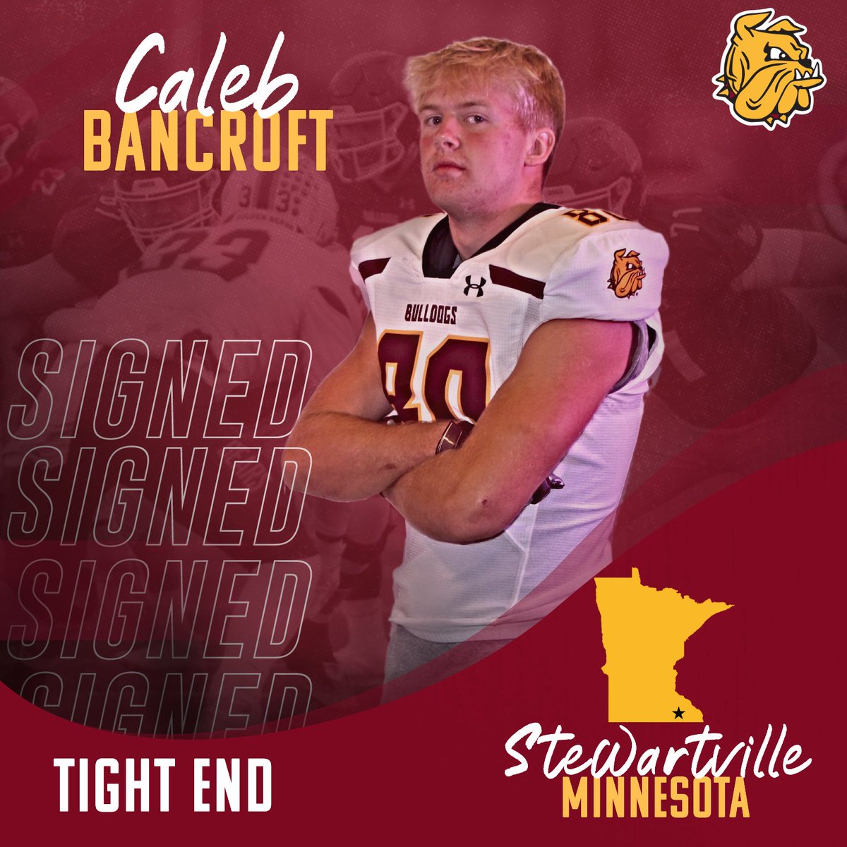 UMD Football (@umd_football) on Twitter photo Signed...✍️
The 6'7" TE <a href="/calebsbancroft/">Caleb Bancroft</a> from Minnesota is officially a 🐶
#EarnIt | #NSD25 Signed...✍️
The 6'7" TE <a href="/calebsbancroft/">Caleb Bancroft</a> from Minnesota is officially a 🐶
#EarnIt | #NSD25