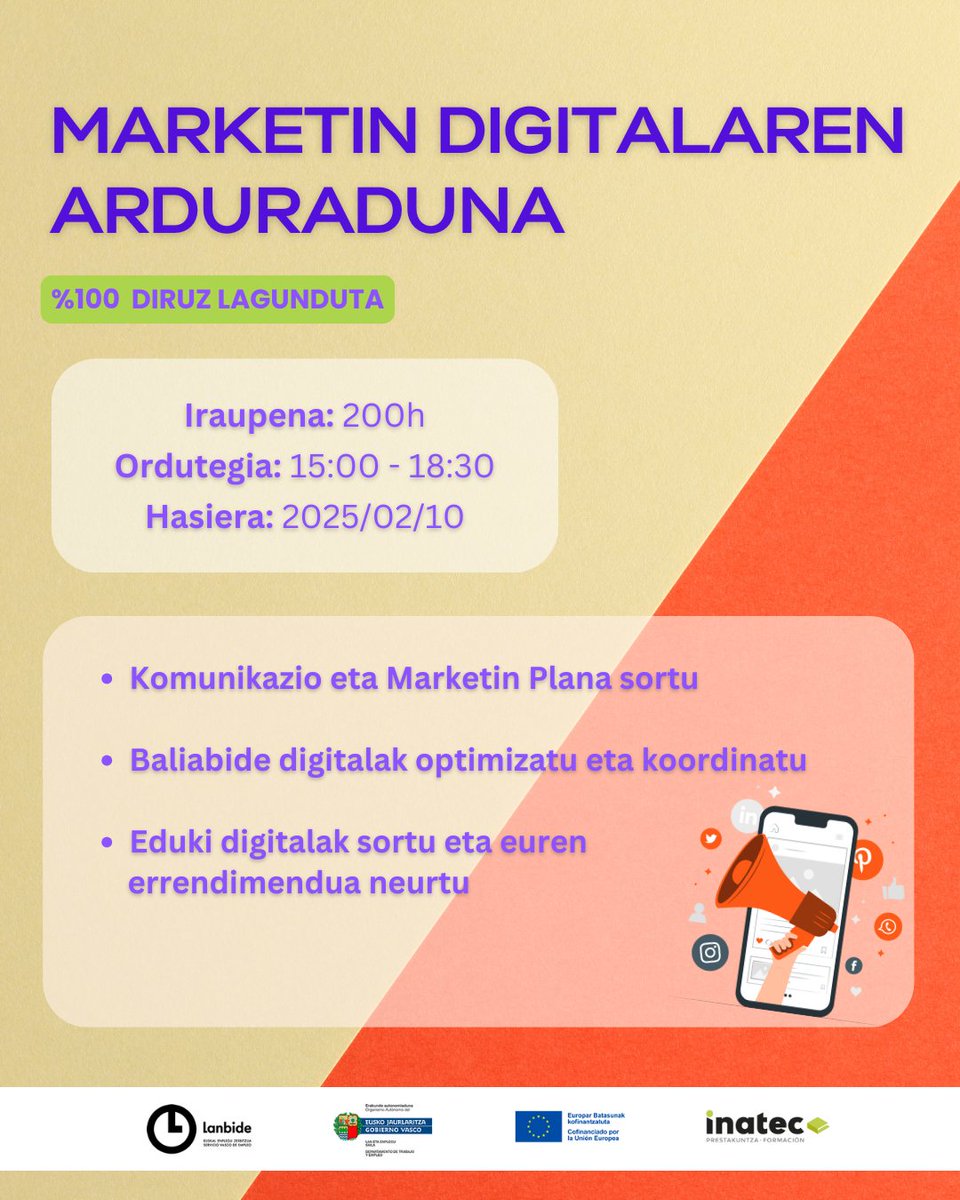 Centro Inatec Zentroa (@centroinatec) on Twitter photo Nuevo curso de ๐๐๐ฌ๐ฉ๐จ๐ง๐ฌ๐๐๐ฅ๐ ๐๐ ๐๐๐ซ๐ค๐๐ญ๐ข๐ง๐ ๐๐ข๐ ๐ข๐ญ๐๐ฅ
๐๐๐ซ๐ค๐๐ญ๐ข๐ง๐ ๐๐ข๐ ๐ข๐ญ๐๐ฅ๐๐๐ง ๐๐ซ๐๐ฎ๐ซ๐๐๐ฎ๐ง๐ izateko ikastaro berria
bit.ly/4hJfjZk
#FSEEuskadi #EGFEuskadi #FondosEuropeos #EuropakoFuntsak #Lanbide #CursosInatec #SEPE Nuevo curso de ๐๐๐ฌ๐ฉ๐จ๐ง๐ฌ๐๐๐ฅ๐ ๐๐ ๐๐๐ซ๐ค๐๐ญ๐ข๐ง๐ ๐๐ข๐ ๐ข๐ญ๐๐ฅ
๐๐๐ซ๐ค๐๐ญ๐ข๐ง๐ ๐๐ข๐ ๐ข๐ญ๐๐ฅ๐๐๐ง ๐๐ซ๐๐ฎ๐ซ๐๐๐ฎ๐ง๐ izateko ikastaro berria
bit.ly/4hJfjZk
#FSEEuskadi #EGFEuskadi #FondosEuropeos #EuropakoFuntsak #Lanbide #CursosInatec #SEPE