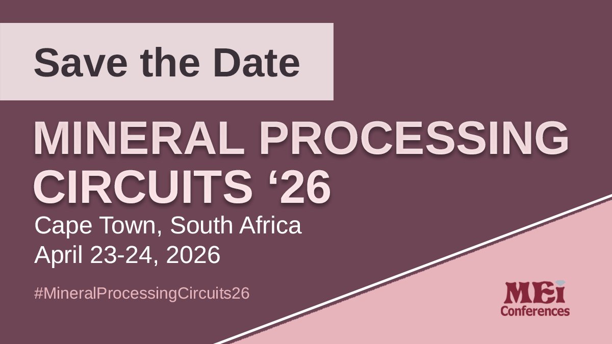 MEI_Conferences's tweet image. A reminder to save the date for next year&apos;s #MineralProcessingCircuits26 conference in Cape Town 👉 mei.eventsair.com/mineral-proces…

#mining #mineralprocessing #mineralsengineering #millcircuits #flowsheets #optimization #plantdesign #circuitdesign