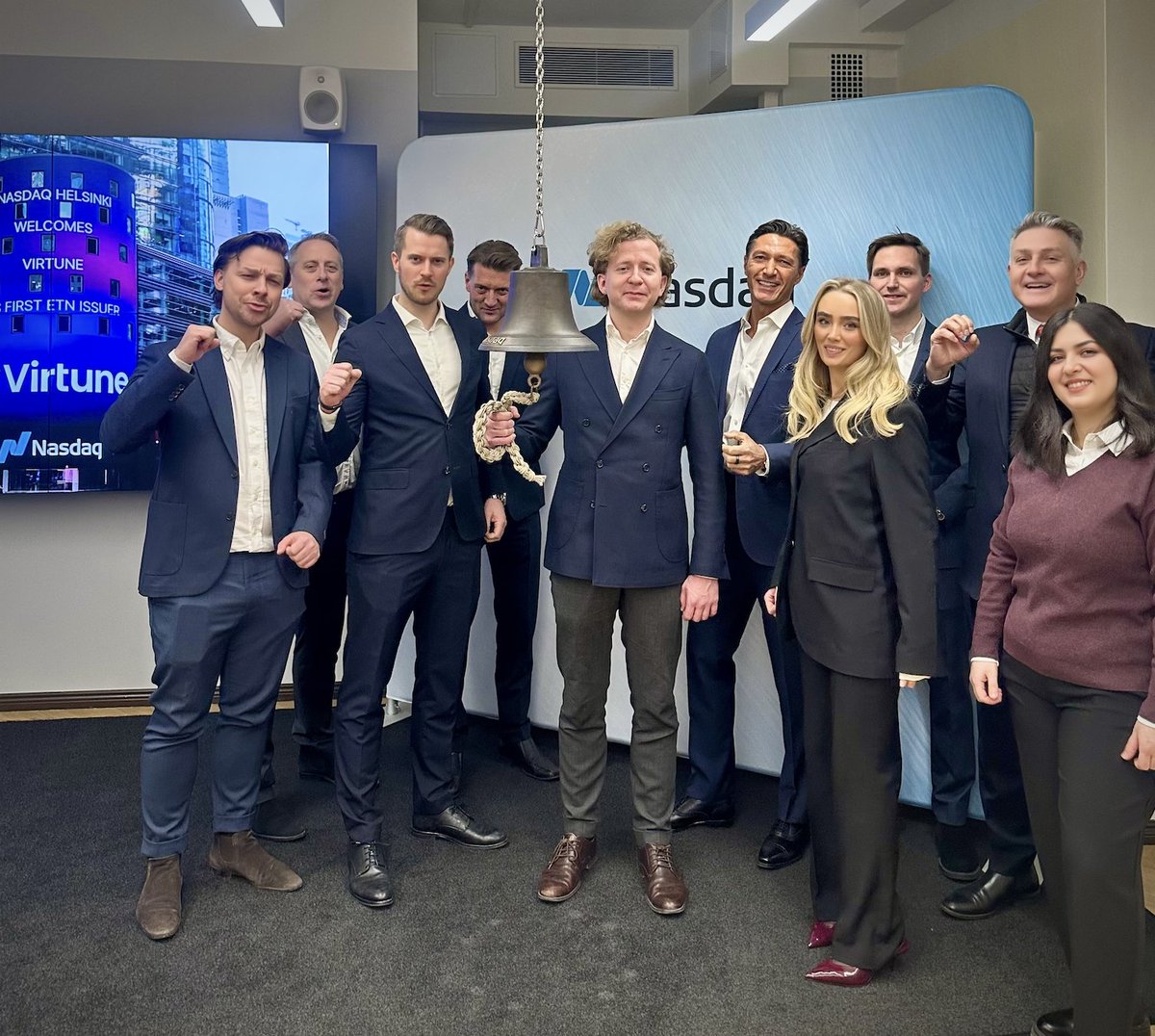 Today, Wednesday, February 5th, Henrik Husman and his team at Nasdaq  Helsinki welcomed us to celebrate Virtune becoming the first issuer of  locally listed crypto ETPs on Nasdaq Helsinki, along with the