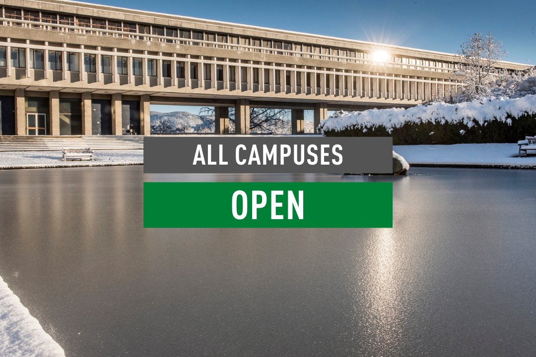 All SFU campuses are open today, Feb. 5, 2025, with all classes, labs, exams, university services and campus activities proceeding as scheduled.

Please exercise caution and give yourself extra time as you make your way to campus, as slippery areas may remain on some roadways and