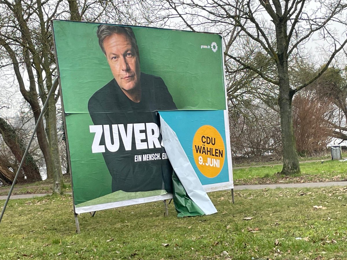 Zuversicht heißt, unter Grün ...wenn man es genau betrachtet...CDU Wählen. In Schwerin entdeckt.