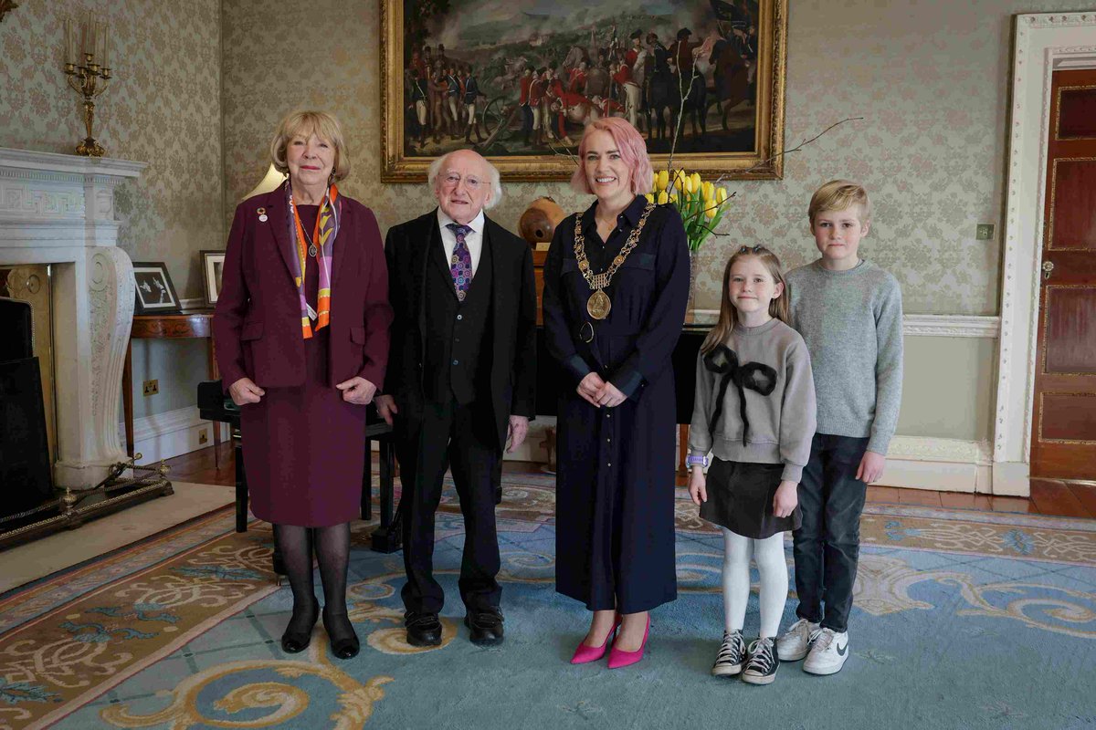 President Michael D. Higgins and his wife Sabina today received the Lord Mayor of Dublin, Cllr Emma Blain, on a courtesy call at Áras an Uachtaráin