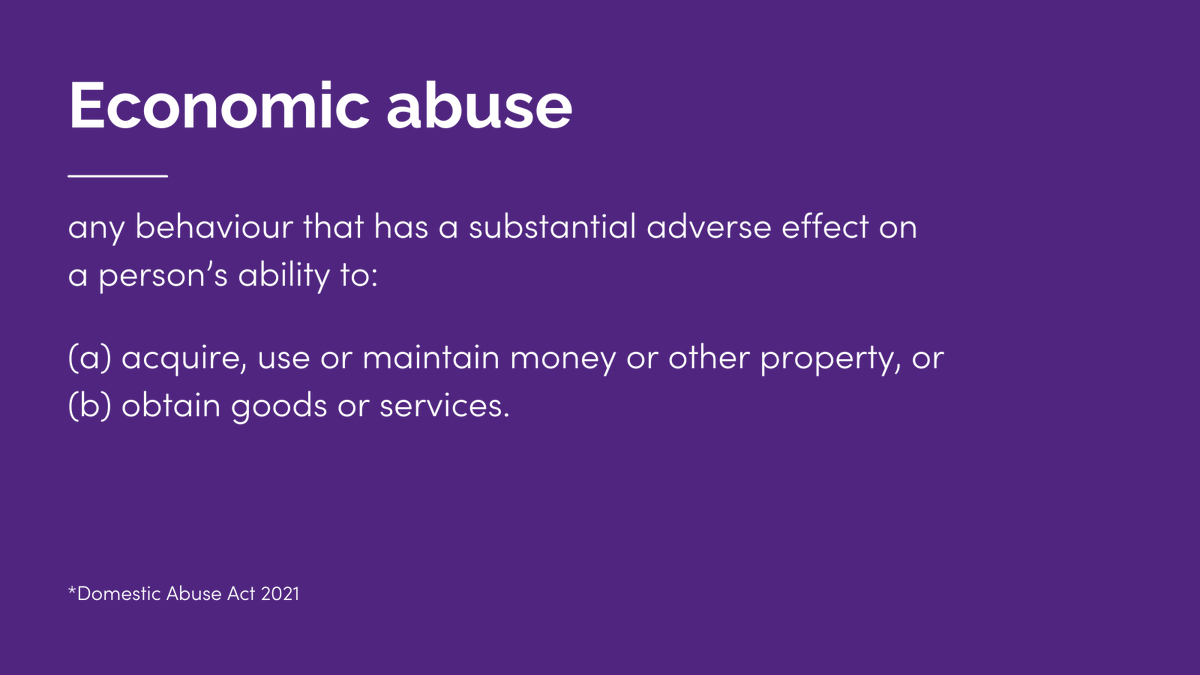 What's a form of domestic abuse that often goes unnoticed? We'll start...

Economic abuse was used to devastate the lives of over 4 million UK women in the last 12 months. Despite this, these behaviours continue to go unrecognised and in many cases, unreported. 

Learn more about