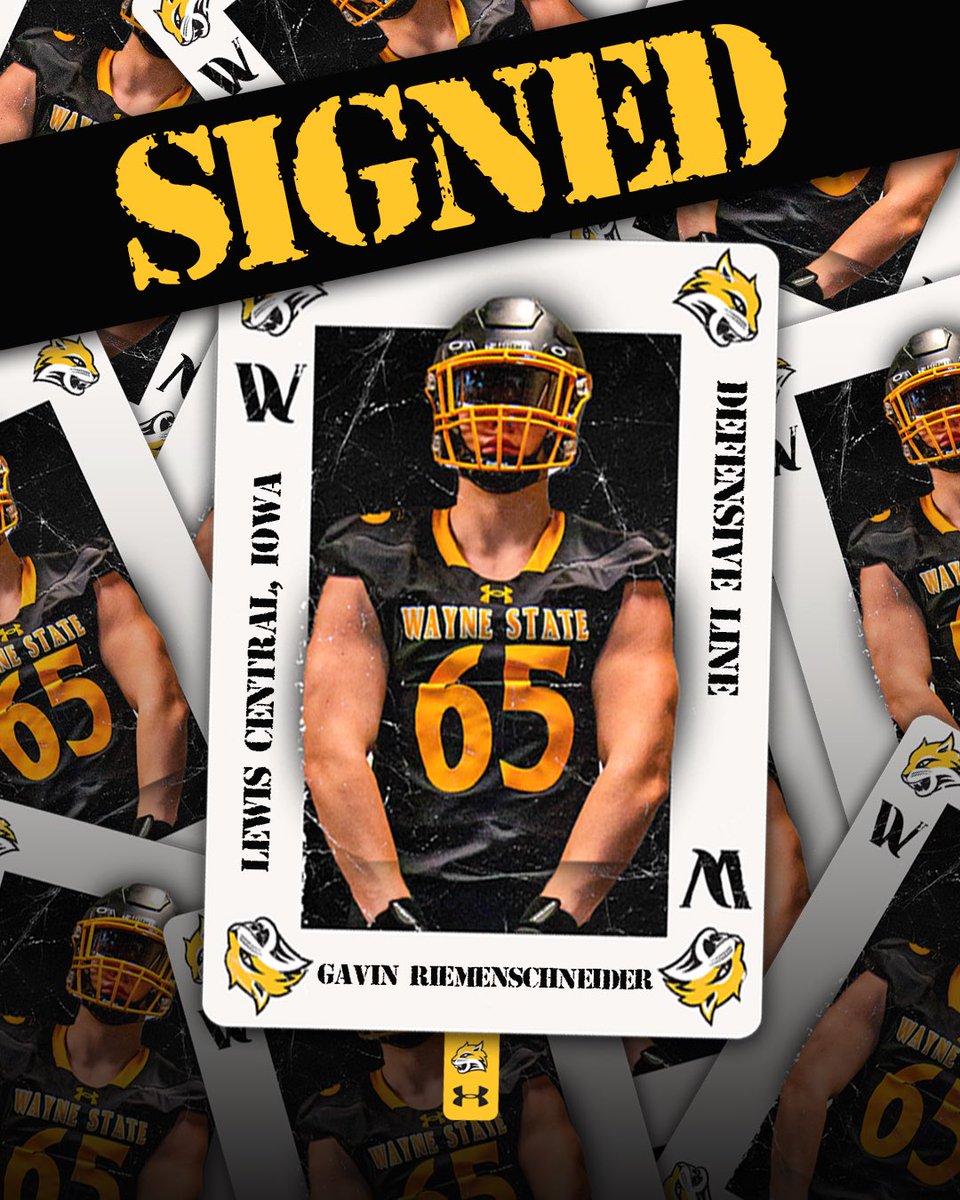 Wayne State Football (@waynestfootball) on Twitter photo 🚨 OFFICIALLY A WILDCAT 🚨
🐯🐾🔥 <a href="/GavinRiemo/">Gavin Riemenschneider</a>
🅿️ : DL
📍: Lewis Central, IA
🐯WELCOME TO THE FAMILY🐯
#NationalSigningDay #CAT25TANDARD #ForThePaw 🚨 OFFICIALLY A WILDCAT 🚨
🐯🐾🔥 <a href="/GavinRiemo/">Gavin Riemenschneider</a>
🅿️ : DL
📍: Lewis Central, IA
🐯WELCOME TO THE FAMILY🐯
#NationalSigningDay #CAT25TANDARD #ForThePaw